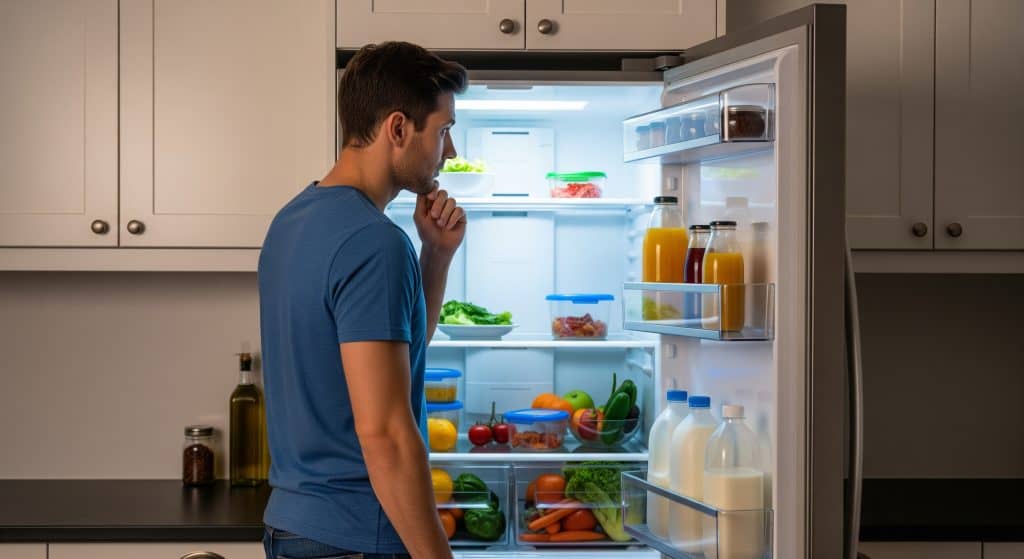 לוקס דנטל גרופ | תזונה לאחר השתלת שיניים: טיפים להחלמה מהירה ובריאה גבר מחפש במקרר מה לאכול לאחר טיפול השתלת שיניים